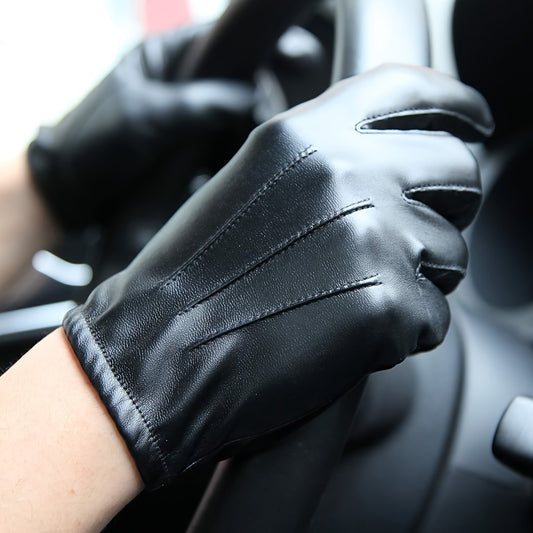 Men's Leather Touchscreen Gloves Winter Driving Warm Gloves