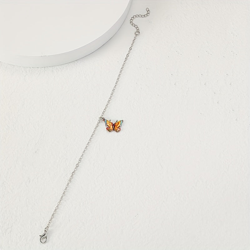 Colorful Butterfly Pendant Chain Anklet Boho Style Adjustable Women Dating Gift