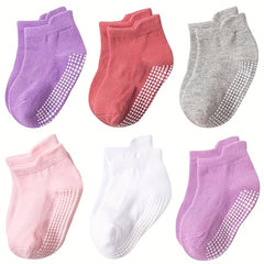 6 Pairs Non Slip Grip Ankle Socks for Baby Boys