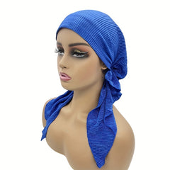 Striped Embossed Elastic Turban Solid Head Wraps Casual Lightweight Headscarf