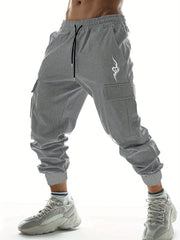 Men's Cargo Pants Drawstring Flap Pocket Loose Jogger Work Pants