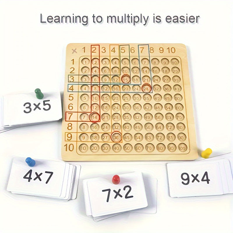 Wooden Math Multiplication Game Educational Toy for Kids Ages 3-6