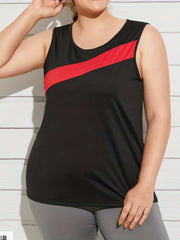  Colorblock Stripe Print Round Neck Tank Top