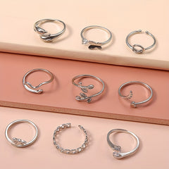 9 Pcs Adjustable Foot Ring Set for Women Girls
