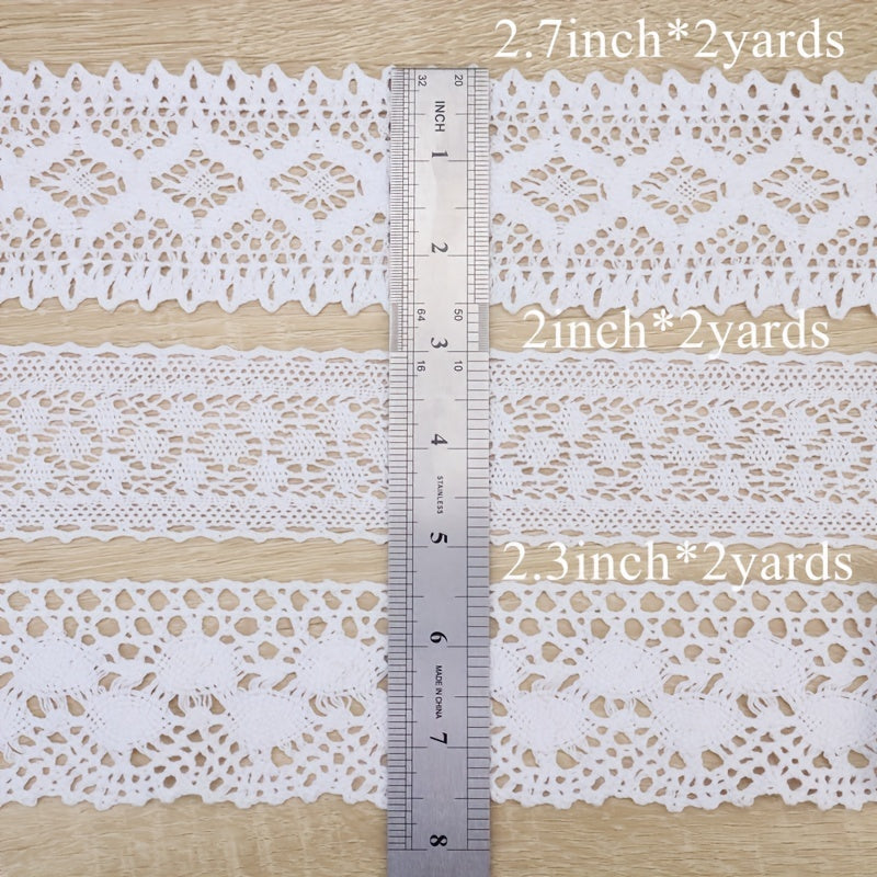 2 Yards Cotton Lace Trim Crochet Sewing Lace for Crafts Gift Package