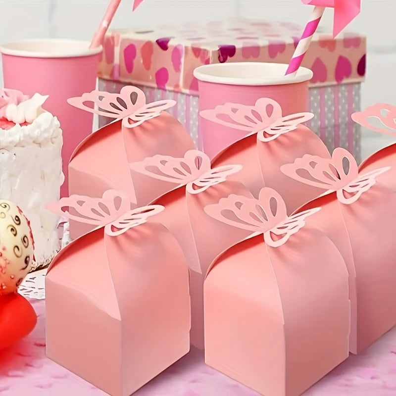 10pcs Pink Pearl Butterfly Gift Boxes Party Table Decoration Wedding Favors