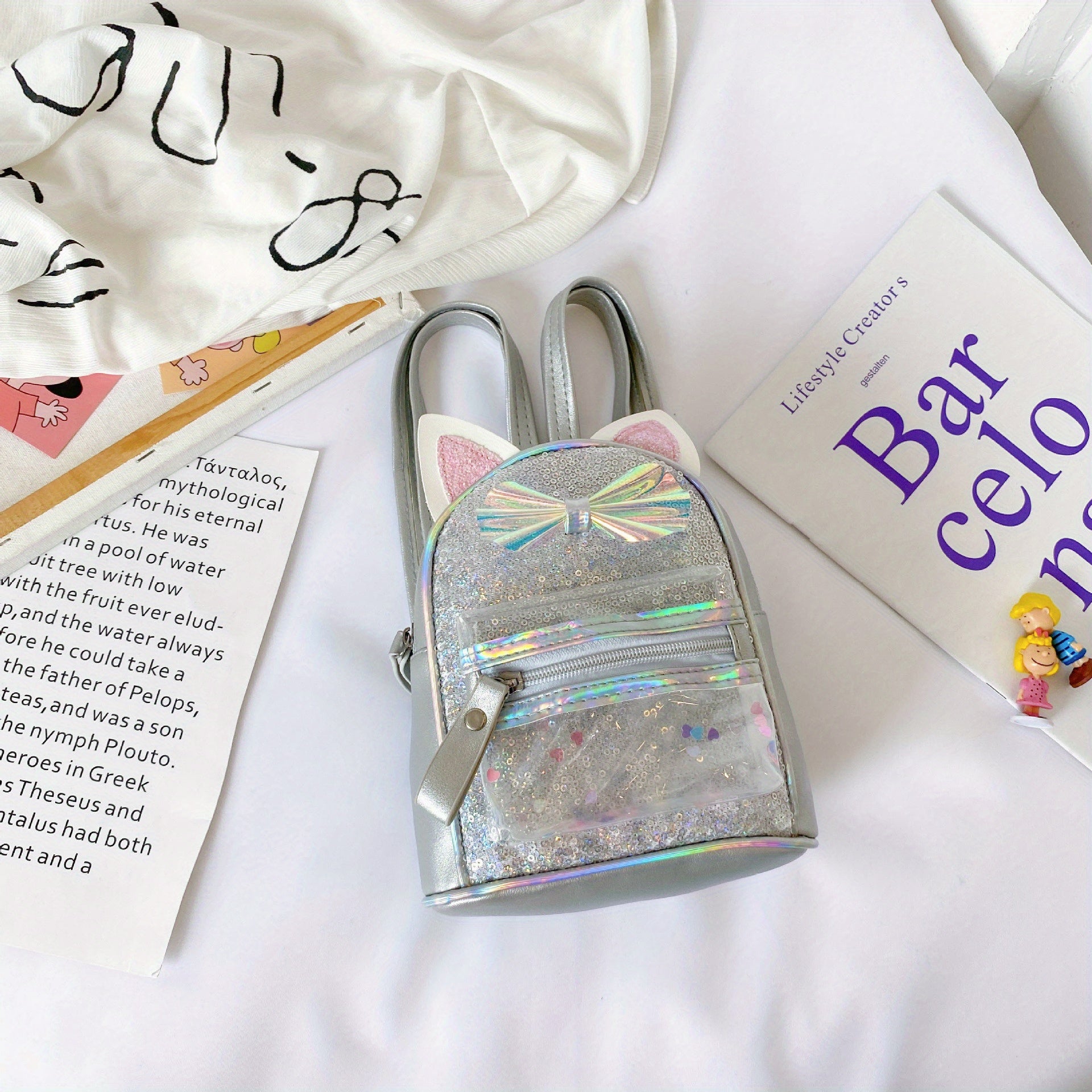 Kids Sequin Backpack Cartoon Design Kindergarten School Bag