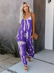Tie Dye V-Neck Plus Size Boho Jumpsuit