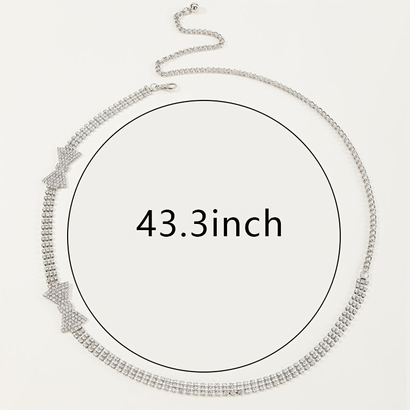 Rhinestone Bow Waist Chain Sexy Body Chain