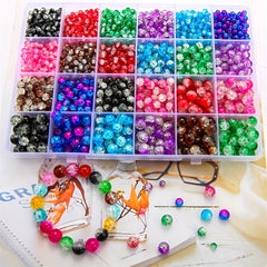 Glass Bead Set Box 8 Beaded Loose Beads DIT Bracelet Necklace Jewelry