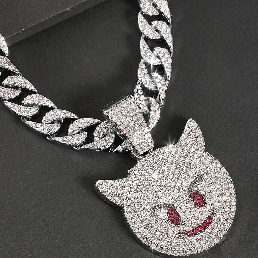 Cat Head Pendant Cuban Chain Necklace