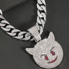 Cat Head Pendant Cuban Chain Necklace