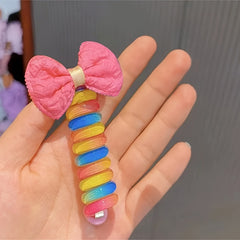 Gradient Phone Cord Hair Tie Fresh Flower & Butterfly Decor