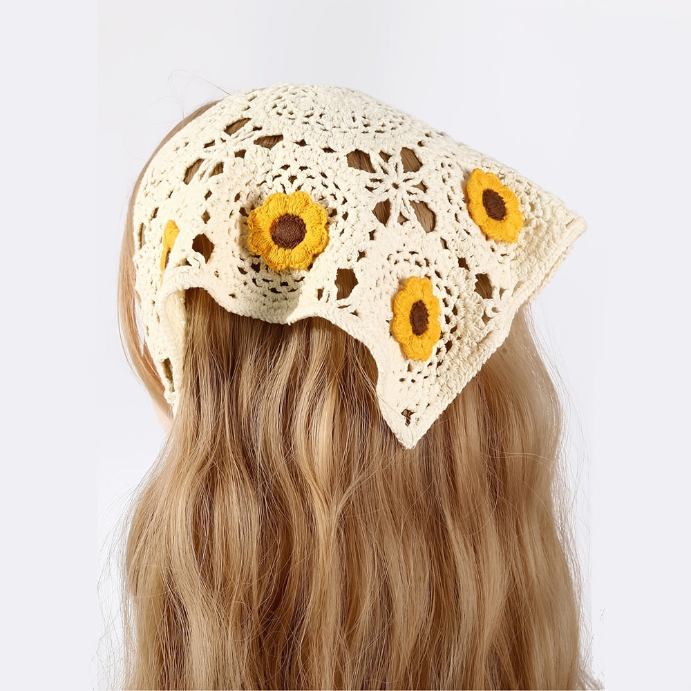 Boho Knitted Triangle Bandana Hair Scarf Hairband for Women Girls