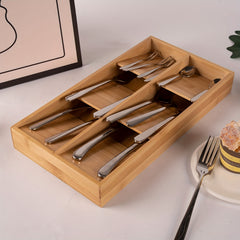 Bamboo Silverware Drawer Divider Organizer