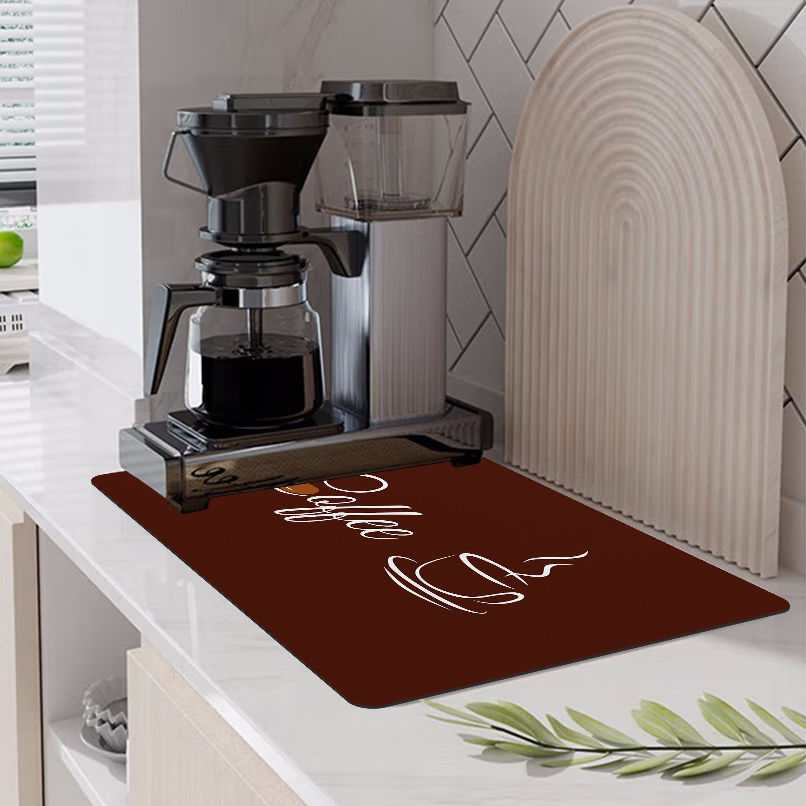 English Coffee Printed Placemat Absorbent Kitchen Drain Mat