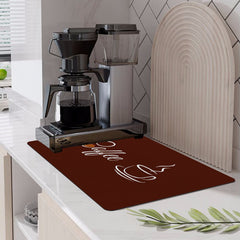 English Coffee Printed Placemat Absorbent Kitchen Drain Mat