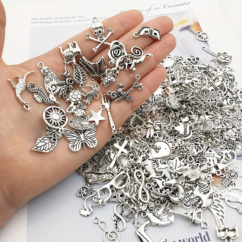 Assorted 10-50pcs Metal Alloy Silver Charms for DIY Jewelry Making