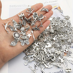 Assorted 10-50pcs Metal Alloy Silver Charms for DIY Jewelry Making