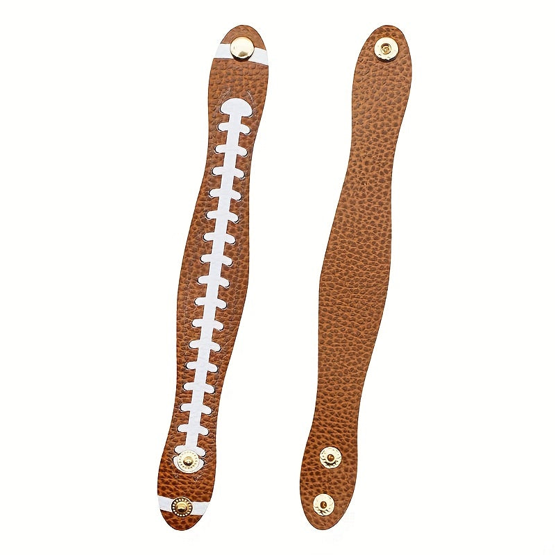 Football Print Leather Bracelet Adjustable Sports Style
