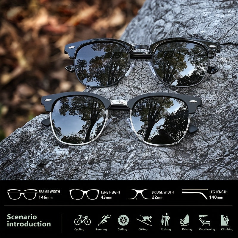 WIMN Polarized Sunglasses Men UV400 Semi Rimless Mirror Sun Glasses Male Eyewear