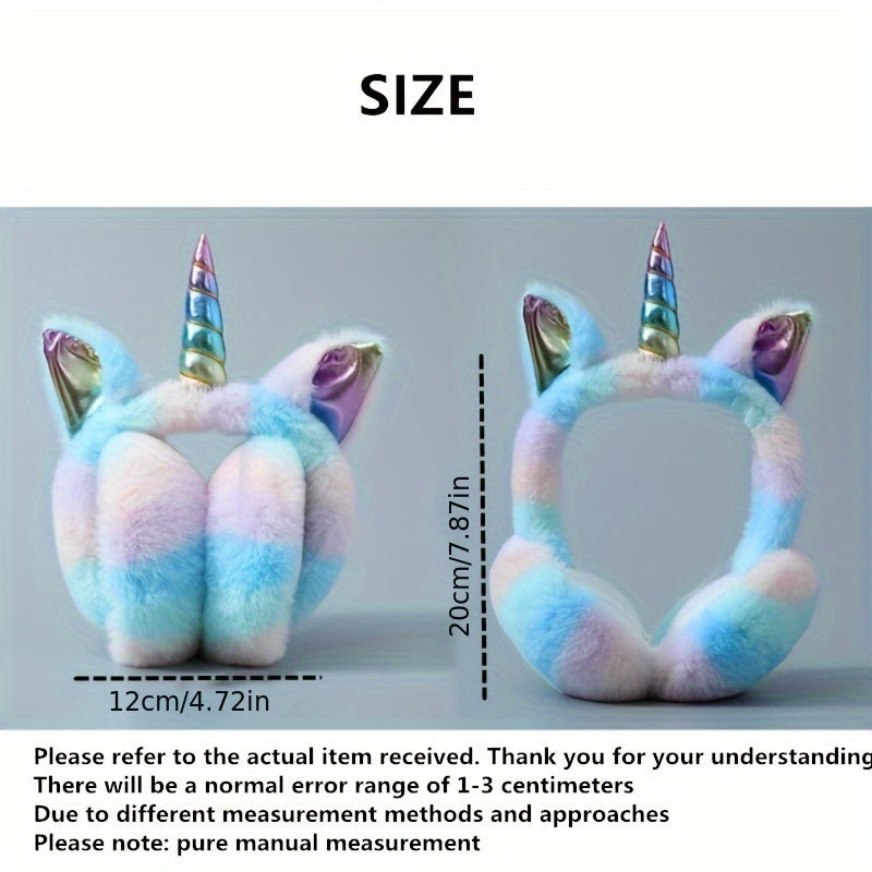 Multicolor Foldable Fleece Unicorn Earmuffs