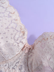  Floral Jacquard Bralette Semi Sheer Stretch Bra