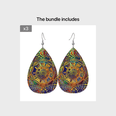 Bohemian Pattern Leather Earring Teardrop Dangle Earrings