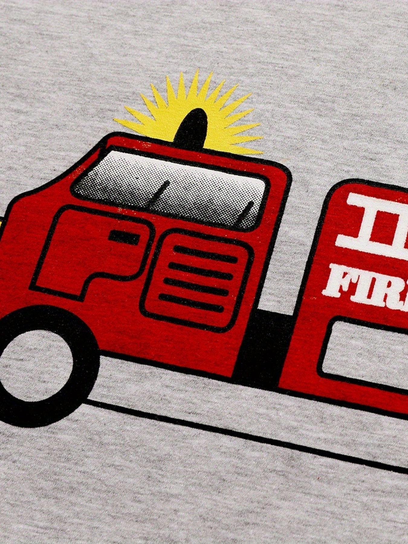Boys Fire Truck Pajama Set Long Sleeve Top & Pants