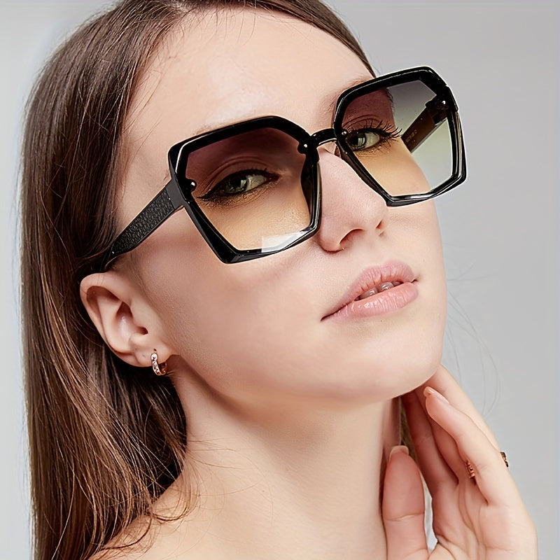 Oversized Hexagonal Sunglasses Vintage Ladies Stylish Women