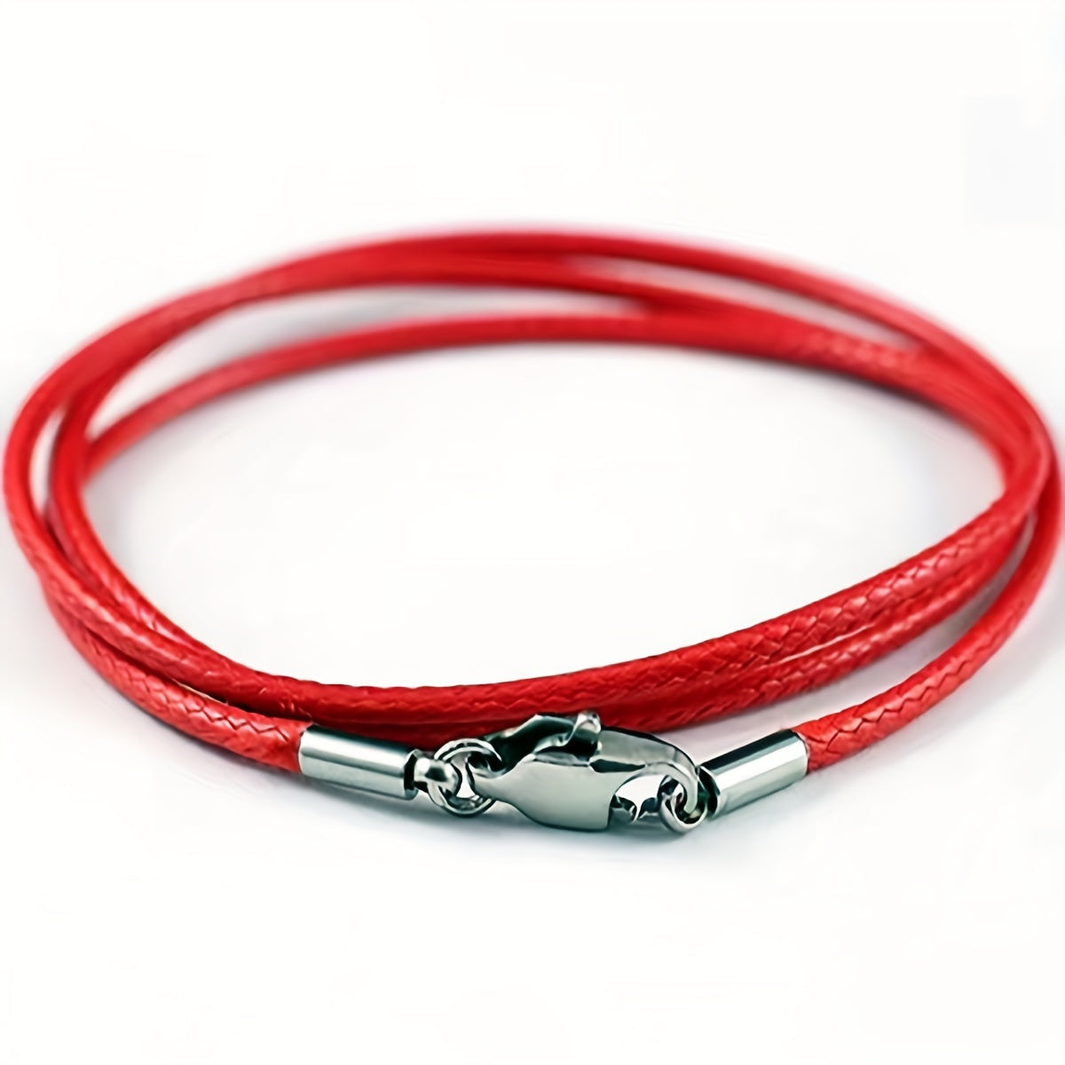 Men 3mm Wax Cord Choker Necklace Stainless Steel Clasp 16