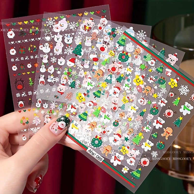 Christmas Manicure Stickers Old Man Elk Head Snowflake Nail Decals