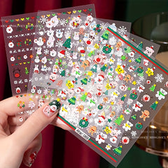 Christmas Manicure Stickers Old Man Elk Head Snowflake Nail Decals