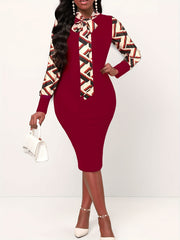  Leopard Print Raglan Sleeve Bodycon Dress