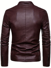 Men's Classic PU Zip Up Faux Leather Jacket