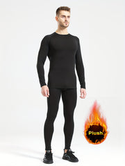 Men's Thermal Long Sleeve T-shirt & Pants Set Quick Dry Fitness Outfit