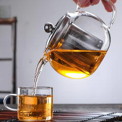Heat Resistant Glass Teapot with Stainless Steel Filter for Kung Fu Tea