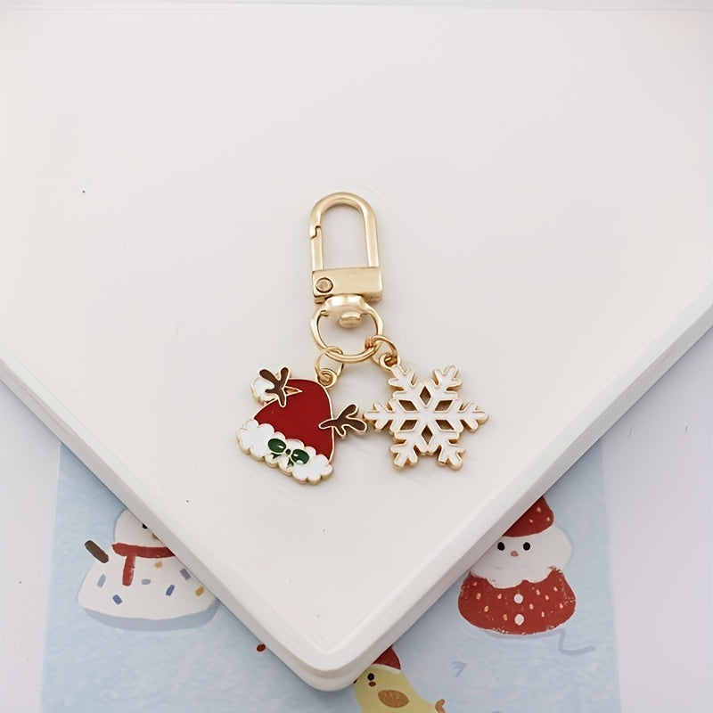 Christmas Elk Santa Keychain Car Pendant Gift Zipper Bag Ornament Key Chain