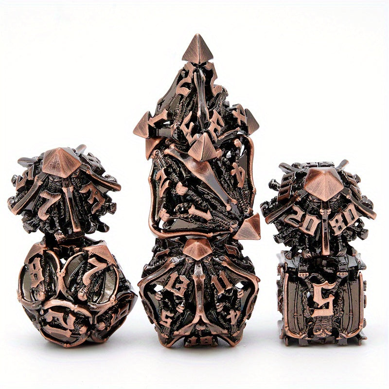 Metal Dice Squid Monster Hand Punk Halloween 7 Hollow Polyhedral Dice