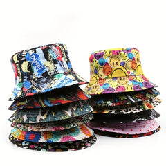 Fisherman Hat Men's Double sided Printed Basin Hat Outdoor Sun Hat