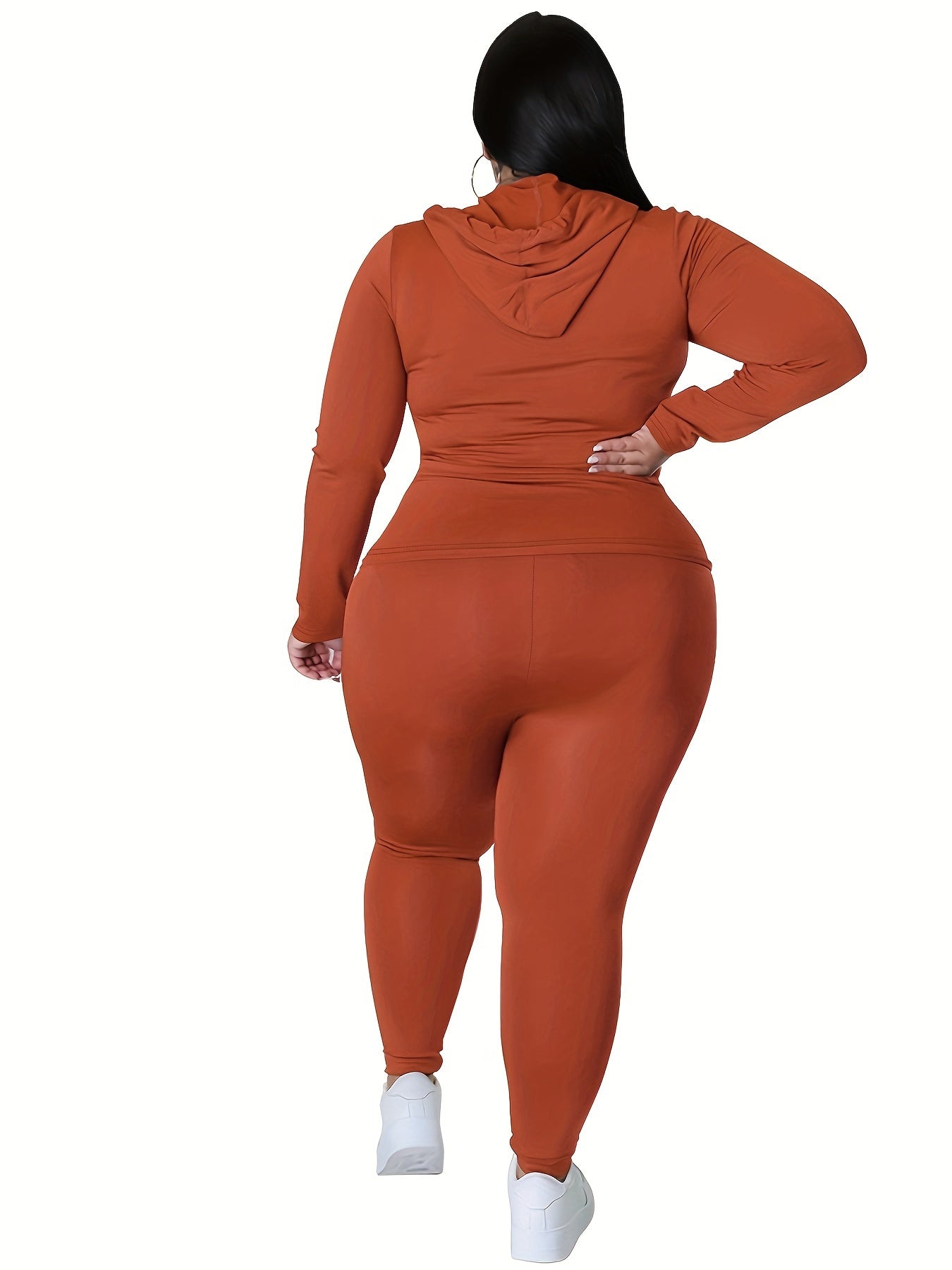  Zip Up Hoodie & Pants Set Women's Workout 2pcs Set
