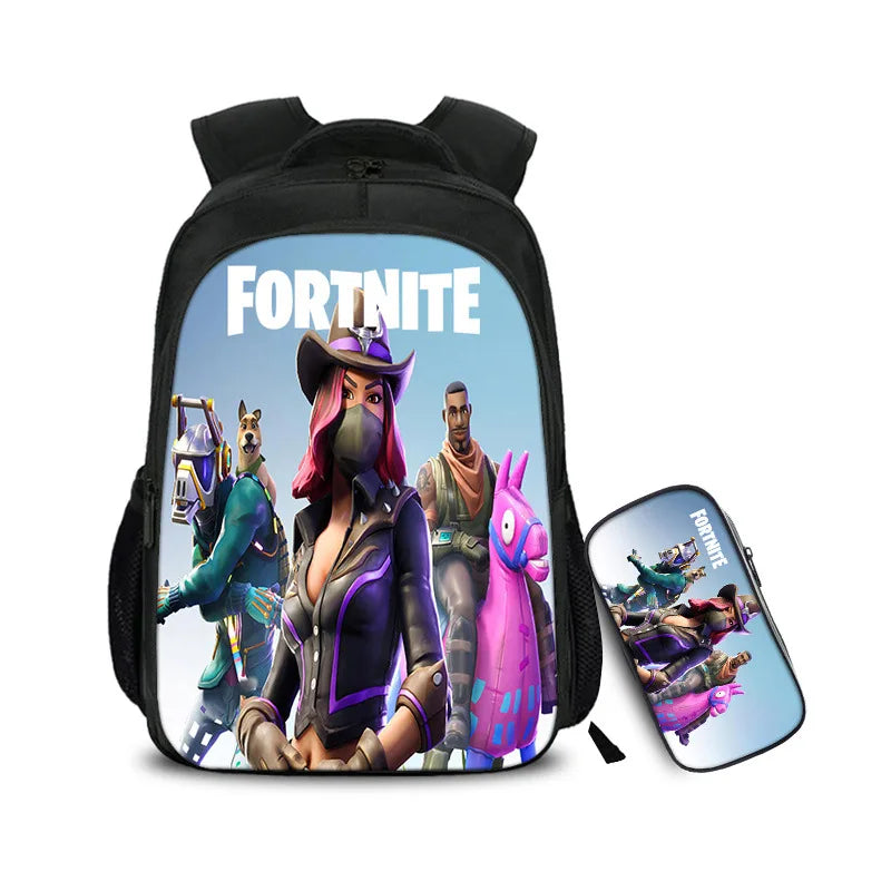 16 Inch Games Backpack Children School Bags Boys Girls 2pcs Daily Travel Backpac
