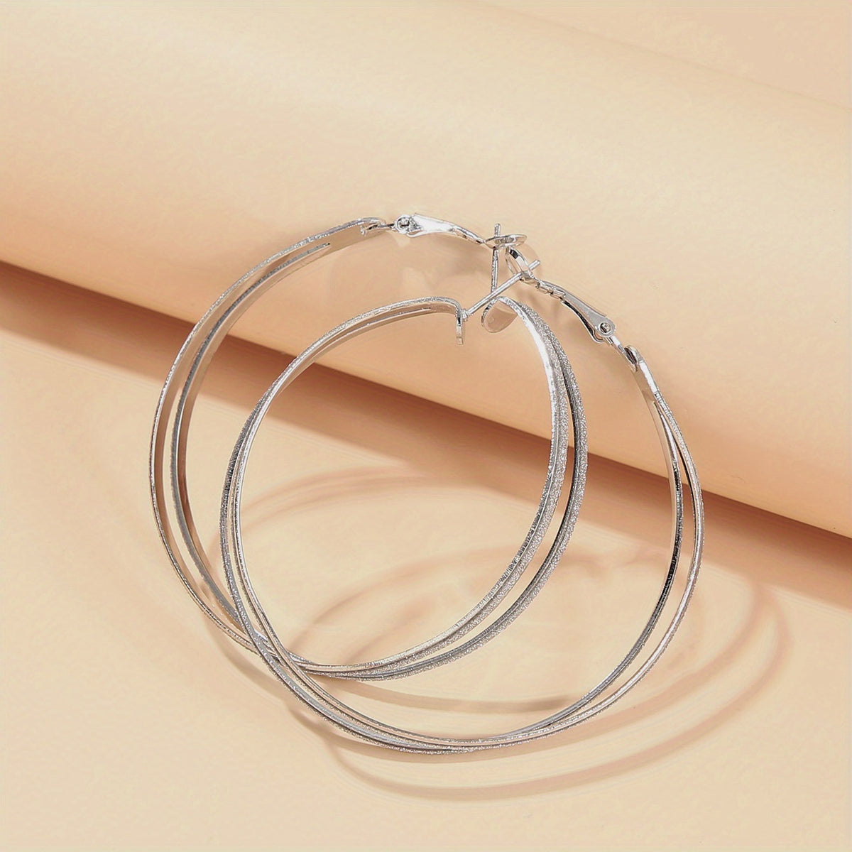 Boho Hoop Earrings With Beads Decor Stainless Steel Silver Plated Jewelry
