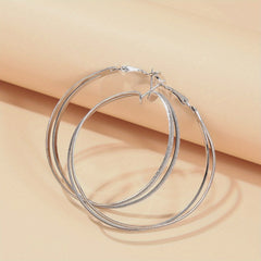 Boho Hoop Earrings With Beads Decor Stainless Steel Silver Plated Jewelry