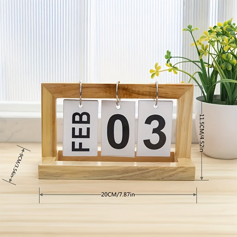 Wooden Page Turning Calendar for Stylish Desk
