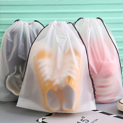 5pc Frosted Texture Plastic Shoe Bag Drawstring Moistureproof Shoe Storage Bag