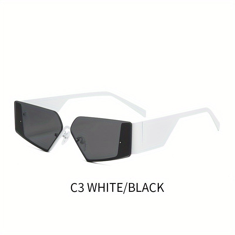 Retro Semi Rimless Triangle Sunglasses UV Protection