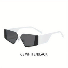 Retro Semi Rimless Triangle Sunglasses UV Protection