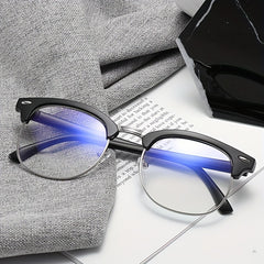 Square Clear Lens Glasses Rivet Decor Eyewear Minimalist Anti Light Glasses