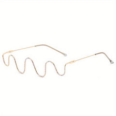 Y2K Wavy Rhinestone Glasses Frame for Women